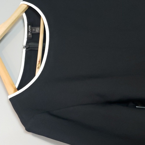 St. John Black Ivory Peplum Sweater New M Preppy Classic Retroglam Luxury - Picture 2 of 8